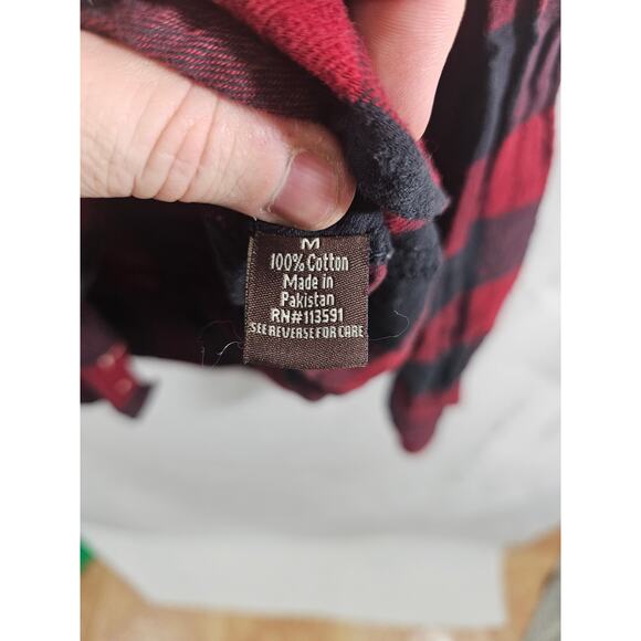 Mountain Ridge Button Down Flannel Shirt Red Black Plaid Long Sleeve Medium - Picture 4 of 7